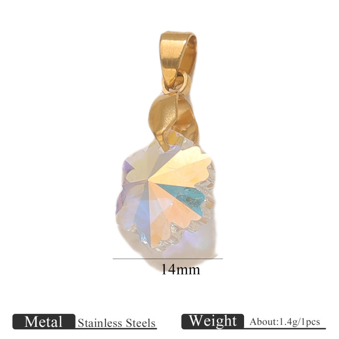 Crystal Pendant Starfish Pentagram Heart-shaped Hanging Pendant Stainless Steel Melon Seed Buckle Transparent Small Pendant DIY Jewelry Accessories