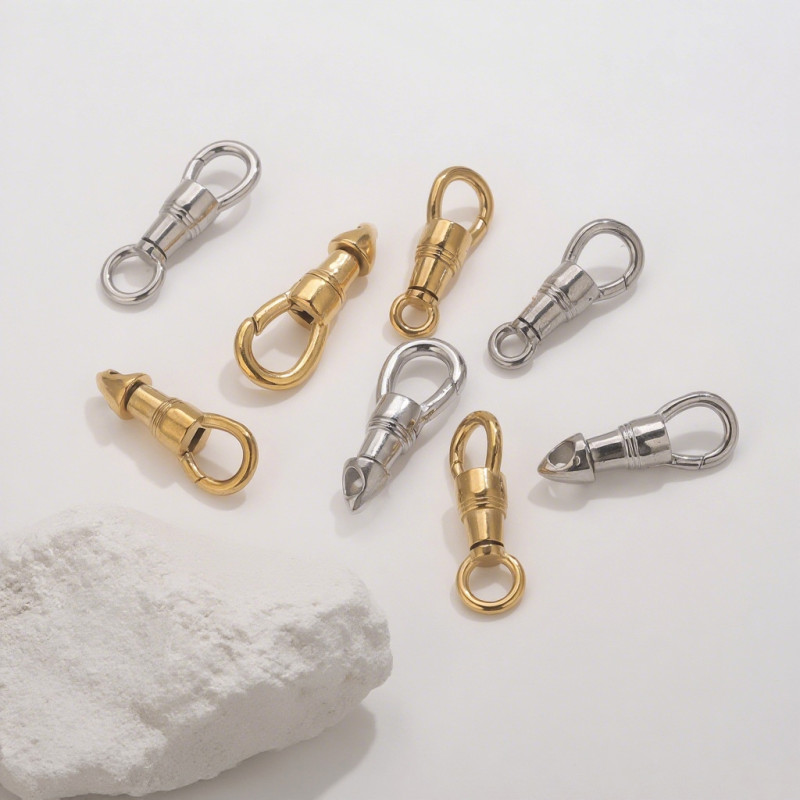 Minimalist Stainless Steel Polished Jewelry Accessories DIY Titanium Steel Eagle Beak Buckle Lanyard Pendant Buckle Universal Rotating Spring Buckle D