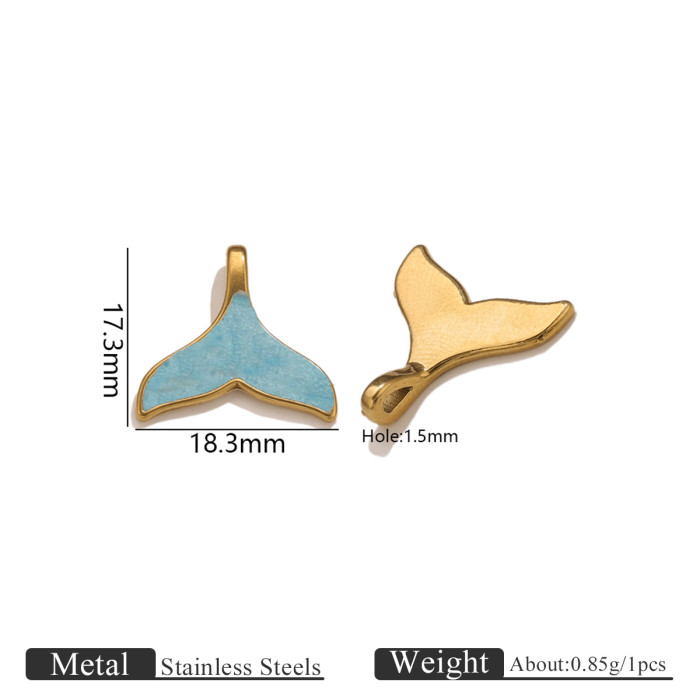 Colorful Oil Drop Mermaid Tail Pendant Stainless Steel Ocean Style Whale Charm DIY Bracelet Necklace Jewelry Accessories
