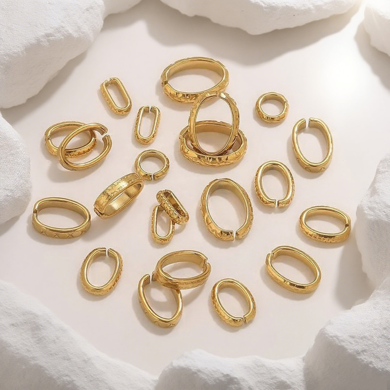 Stainless Steel Texture Necklace Clasp Oval Melon Seed Clasp Melon Seed Machine DIY Jewelry Accessories Semi-finished Pendant Clasp