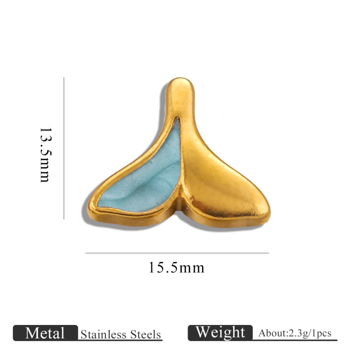 Colorful Oil Drop Mermaid Tail Pendant Stainless Steel Ocean Style Whale Charm DIY Bracelet Necklace Jewelry Accessories