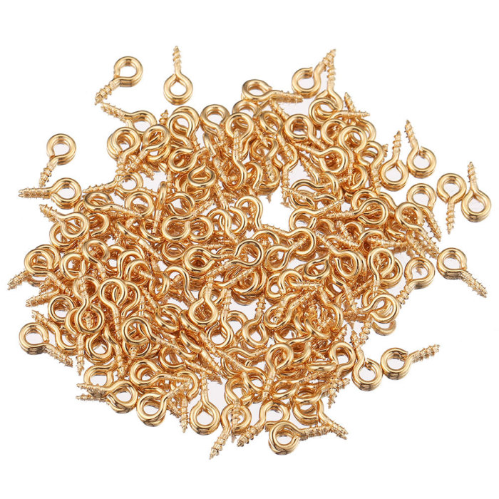 Stainless Steel Eye Pins Gold 9-shaped Screw Pins Necklace Keychain Connection DIY Handmade Jewelry Accessories Wholesale