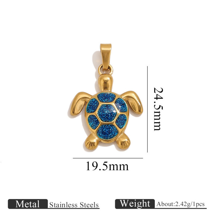 Cross-Border Stainless Steel New Oil-Drip Turtle Strawberry Crab Pendant DIY Bracelet Necklace Jewelry Hanging Ornament
