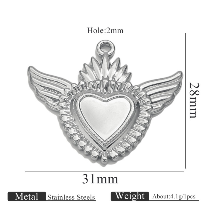 Stainless Steel High-End Fashion Sun Heart 18K Gold Pendant Bracelet Necklace Accessories Titanium Steel DIY Jewelry Components