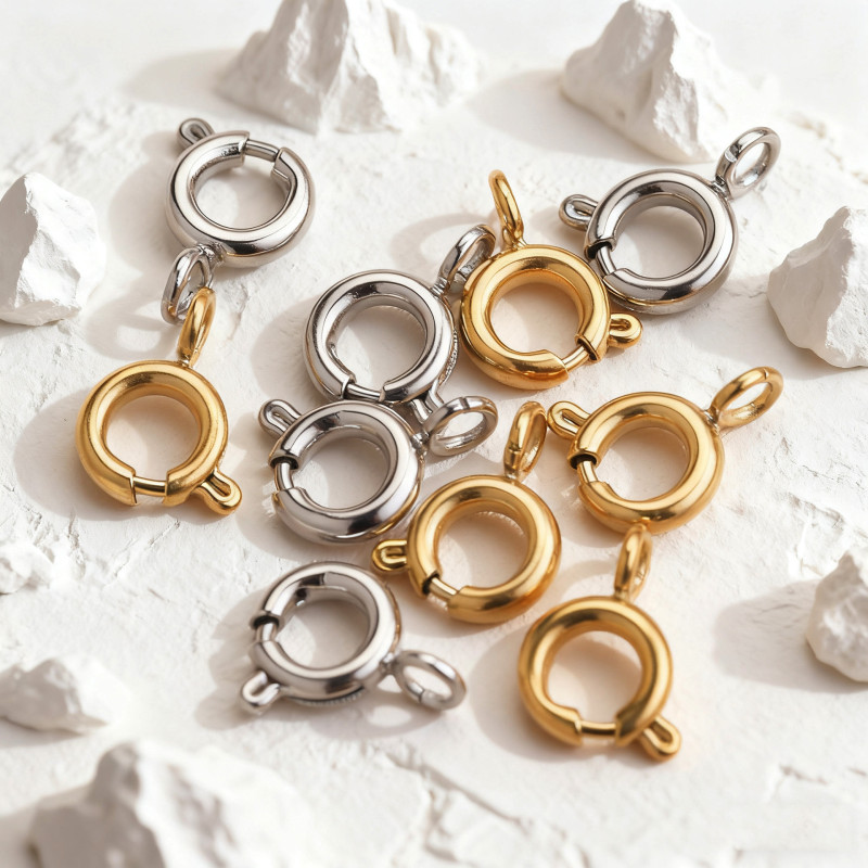 Electroplated Gold Stainless Steel Slingshot Clasp Spring Clasp Titanium Steel Bubble Clasp DIY Handmade Jewelry Accessories Round Clasp