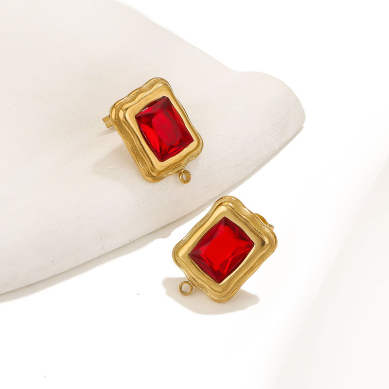 Color-Retaining Gold Inlaid Zircon Irregular Rectangle Oval Lover's Bean Color Zircon Pendant DIY Earring Charms