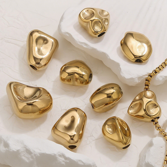 304 Titanium Steel Stainless Steel Crushed Stone Large Hole Beads 18K Gold Plated Rhombus Shaped Stone Beads Bracelet...
