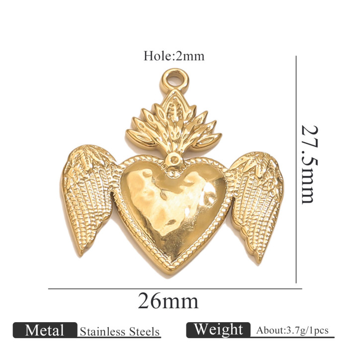 Stainless Steel High-End Fashion Sun Heart 18K Gold Pendant Bracelet Necklace Accessories Titanium Steel DIY Jewelry Components