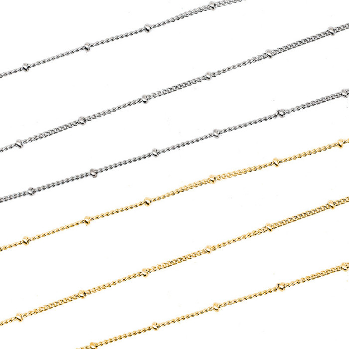 Bead Chain with Beads Stainless Steel Chain Round Bead Chain O-shaped Chain DIY Handmade Jewelry Accessories