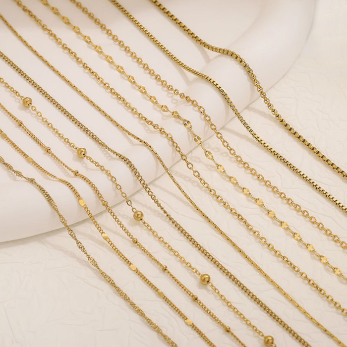 Stainless Steel 18K Vacuum Plated Bead Chain Box Chain Cross Chain DIY Necklace Bracelet Jewelry Accessories