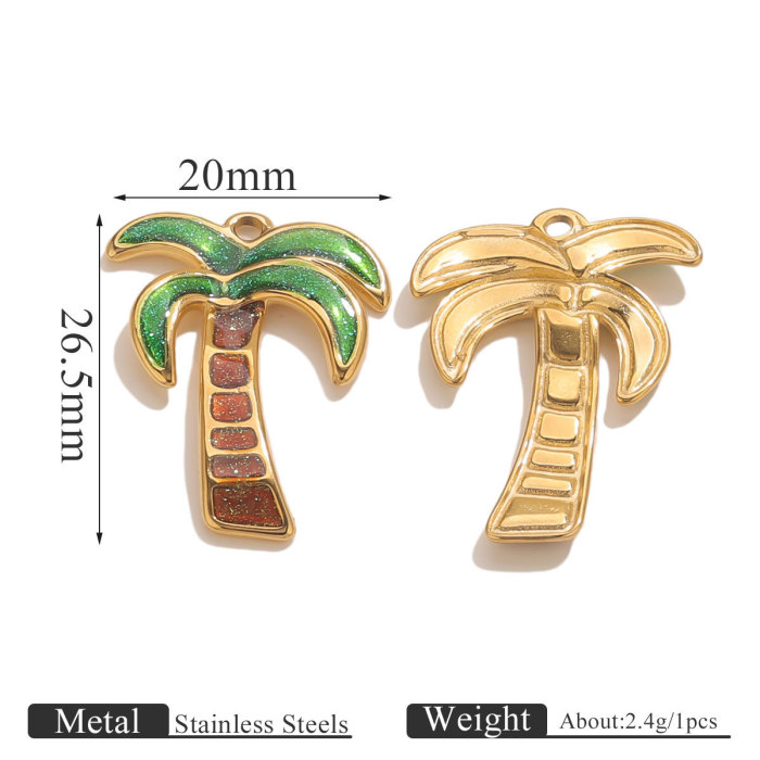 New 18K Coconut Tree Cartoon Cute Trendy Fashion DIY Jewelry Accessories Earrings Pendants Charms