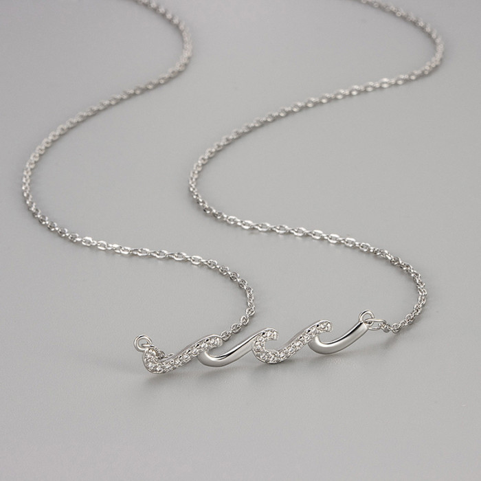 Amazon European and American Cross-Border Diamond-Studded Line Necklace for Women Simple Fashion Versatile High-End Feel Micro-Inlaid Factory Wholesale
