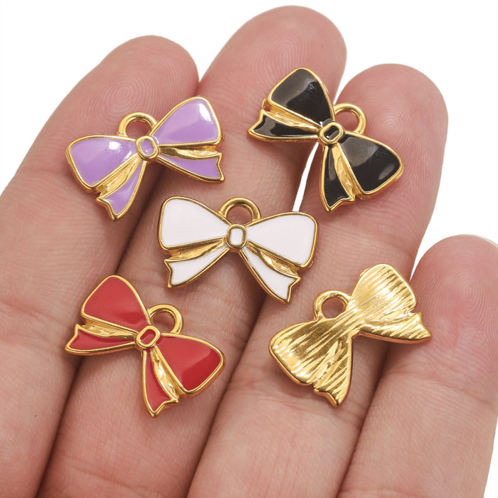 New Stainless Steel 18K Plated Color-Retaining Bowknot Oil Drop Pendant DIY Necklace Earrings Bracelet Accessories