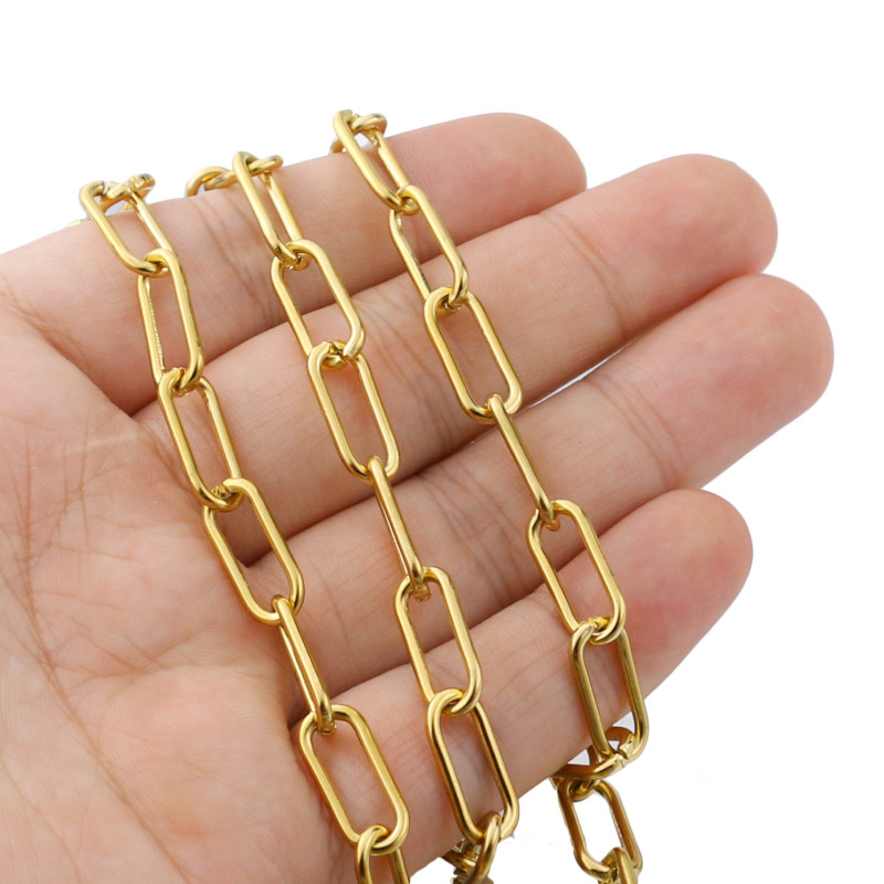 7mm Wide Thick Chain Stainless Steel Oval Decorative Chain Long Cross Chain DIY Necklace Bracelet Accessories