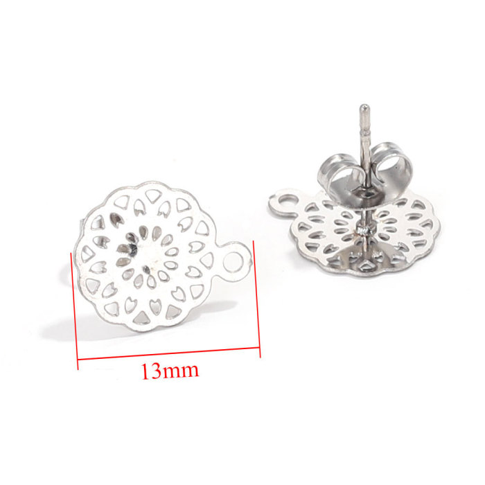 Stainless Steel Bohemian Hollow Pattern Ear Hooks with Hanging Vacuum Earrings DIY Handmade Jewelry Accessories Ethnic Style