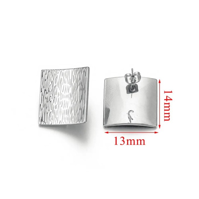 French Style Square Geometric Texture Gold Color Style Fashion Versatile Earrings Personalized Design Elegant DIY Ear...
