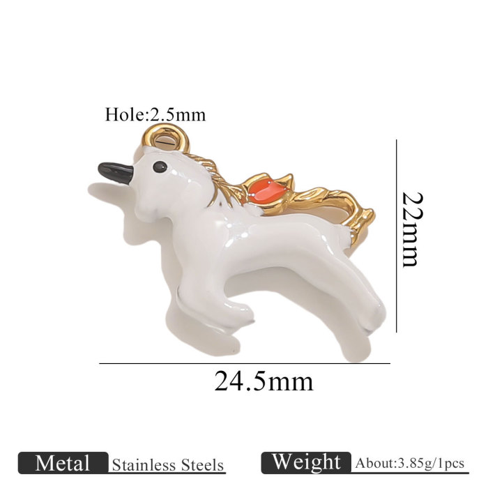 18K Vacuum Plated Stainless Steel Color Retention Elephant Horse Rhino Christmas Number Pendant DIY Jewelry Hanging O...