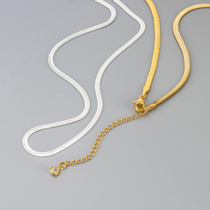 European and American Cross-Border Hot-Selling Flat Snake Bone Chain Women's Jewelry Simple Versatile Daily Autumn Winter Sweater Chain Trendy Manufacturer Wholesale