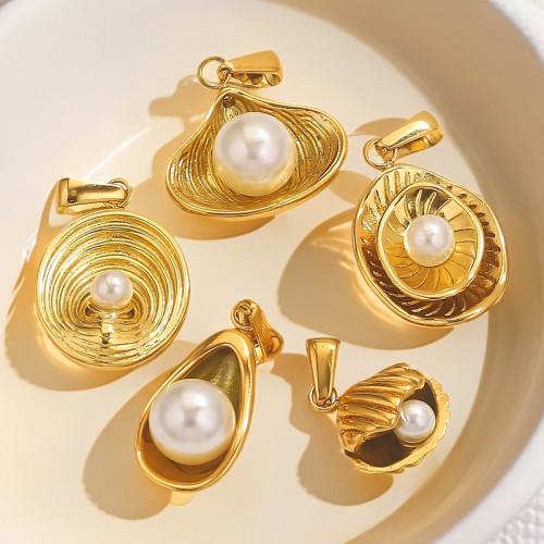 Stainless Steel INS Style Irregular Base Imitation Pearl Pendant DIY Titanium Steel Necklace Bracelet Jewelry Accessories Wholesale