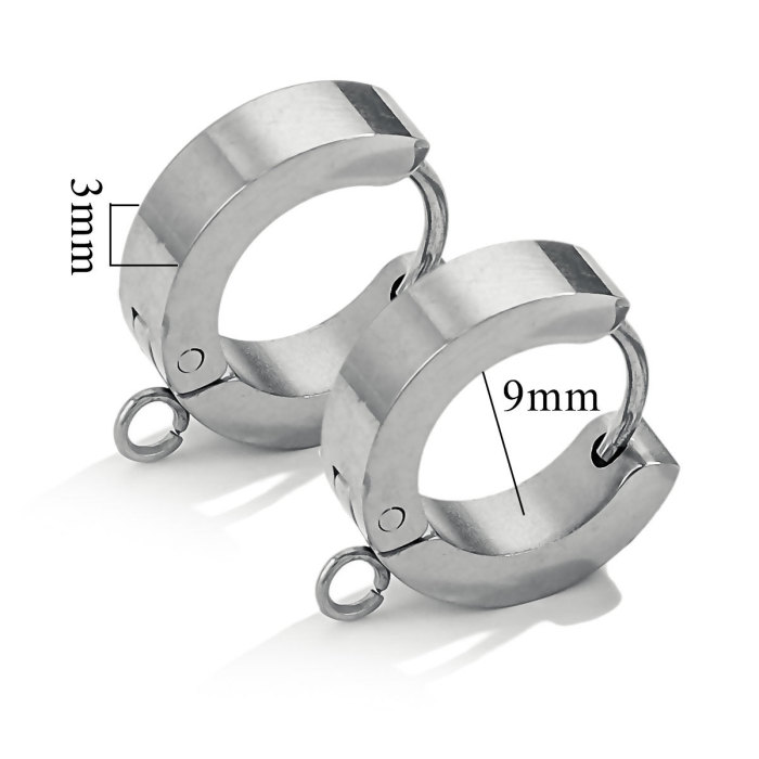 Stainless Steel Polished Circle Earrings High-End Niche Retro Light DIY Ear Clips Titanium Steel Non-Fading Ear Studs Ear Hoops