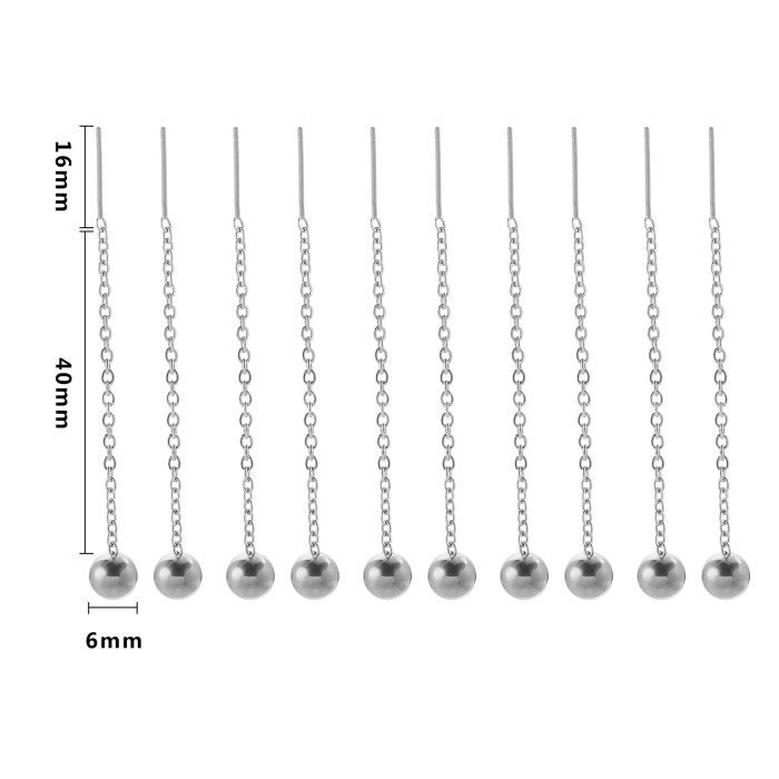 DIY Stainless Steel Ear Wire Titanium Steel Women's Side Chain Box Chain Earrings Cross Chain DIY Jewelry Accessories