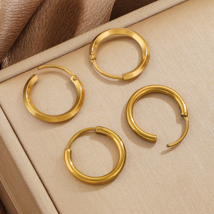 Minimalist Cool Style Simple Circle Elegant Round Circle Square Line Earrings for Women 2024 New Autumn Winter Ear Ho...