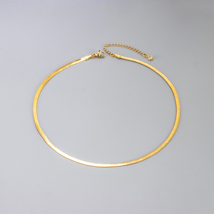 European and American Cross-Border Hot-Selling Flat Snake Bone Chain Women's Jewelry Simple Versatile Daily Autumn Winter Sweater Chain Trendy Manufacturer Wholesale