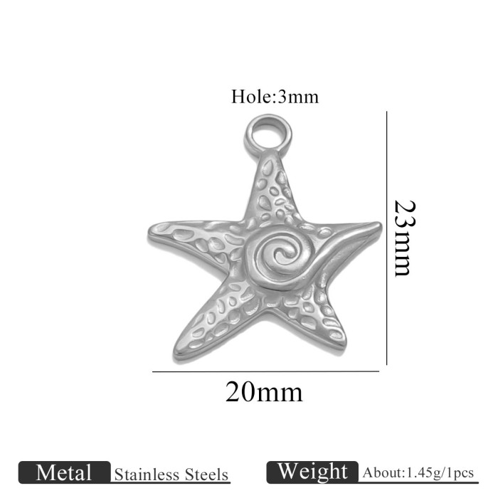 Stainless Steel Shell Ocean Series Starfish Conch Pendant DIY Necklace Accessories