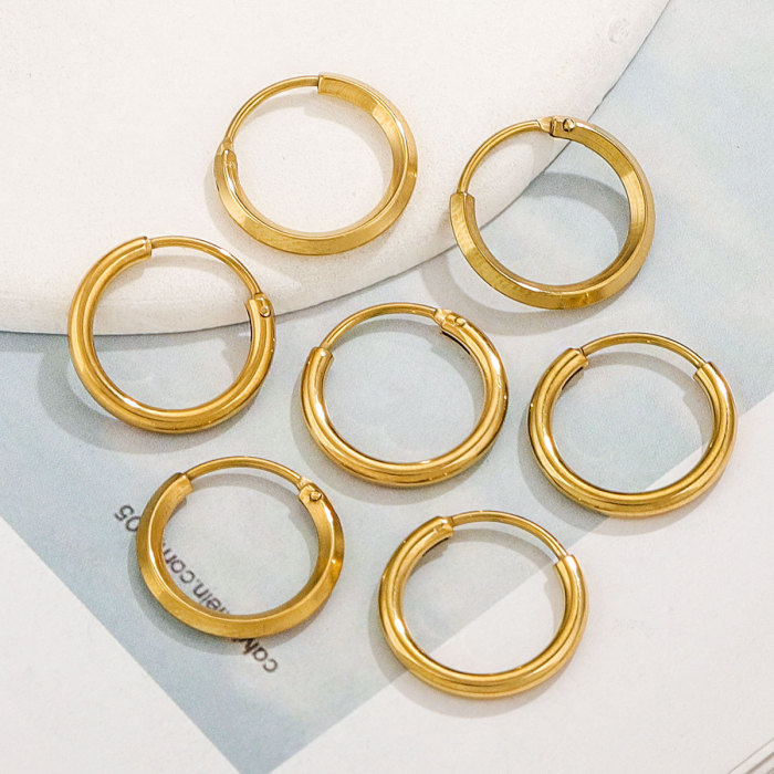 Minimalist Cool Style Simple Circle Elegant Round Circle Square Line Earrings for Women 2024 New Autumn Winter Ear Ho...