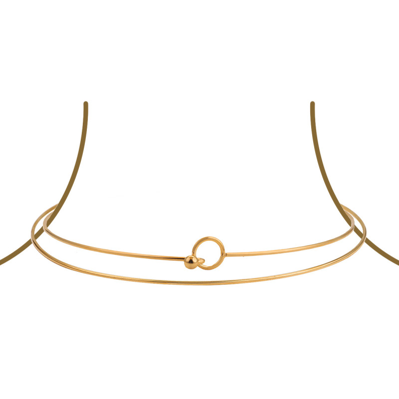 Foreign Trade European and American Style Stainless Steel Mosaic Metal Steel Ring Neck Chain Simple DIY Choker Necklace