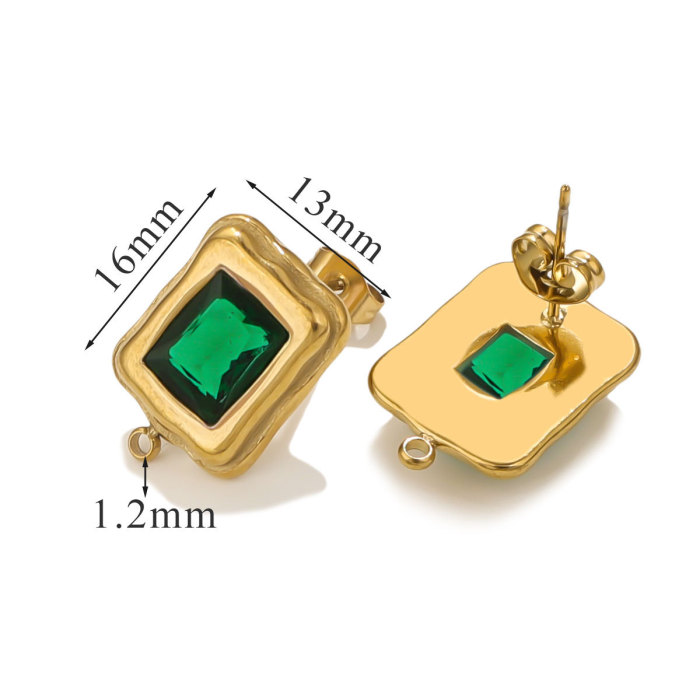 Color-Retaining Gold Inlaid Zircon Irregular Rectangle Oval Lover's Bean Color Zircon Pendant DIY Earring Charms