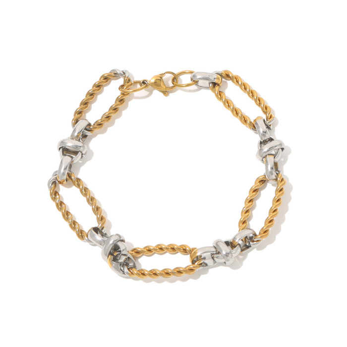 Gold and Silver Color Block Chain Bracelet Combination European and American Titanium Steel Multi-Chain Mixed Batch Fashion Jewelry Source Stainless Steel Material