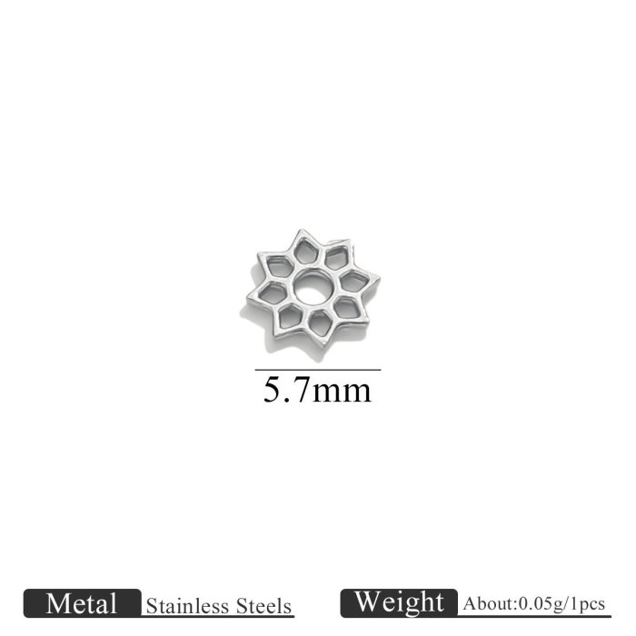 18K Gold Plated DIY Stainless Steel Jewelry Accessories 3D Beads Flower Holder Necklace Bracelet Bead Spacer