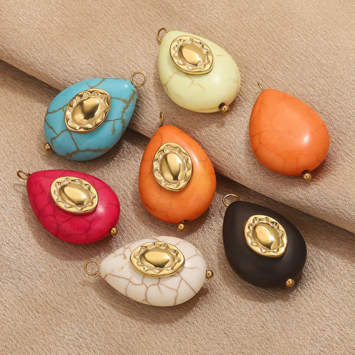 New Stainless Steel Water Drop Stone Beads Imitation Natural Stone Curved Needle Handmade DIY Jewelry Accessories Who...