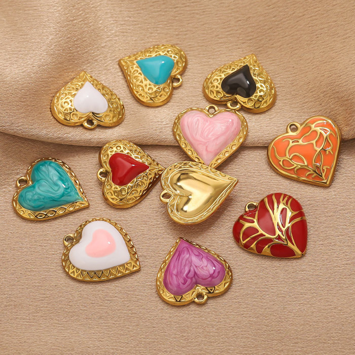 Stainless Steel Oil Drop Peach Heart Pendant DIY Women's Necklace Bracelet Handmade Jewelry Heart Pendant Accessories