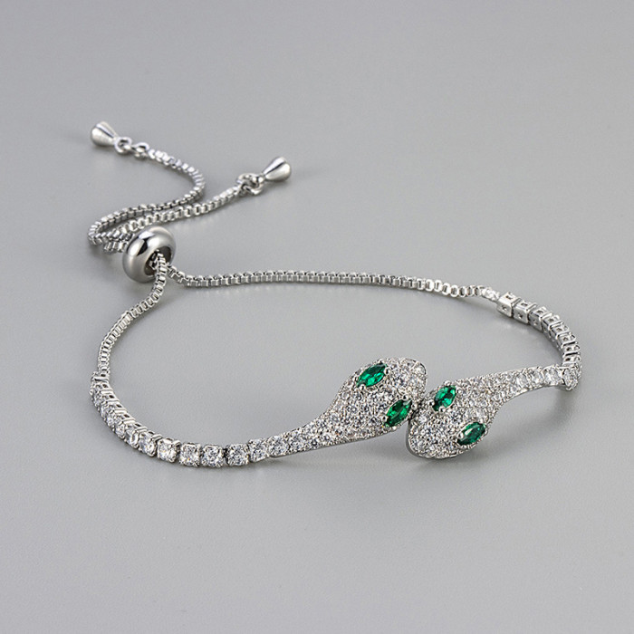 Amazon Hot-Selling Full Diamond Snake Bracelet Light Luxury Niche Exquisite Bracelet Best Friend Bracelet Women's Jewelry Factory Direct Sale