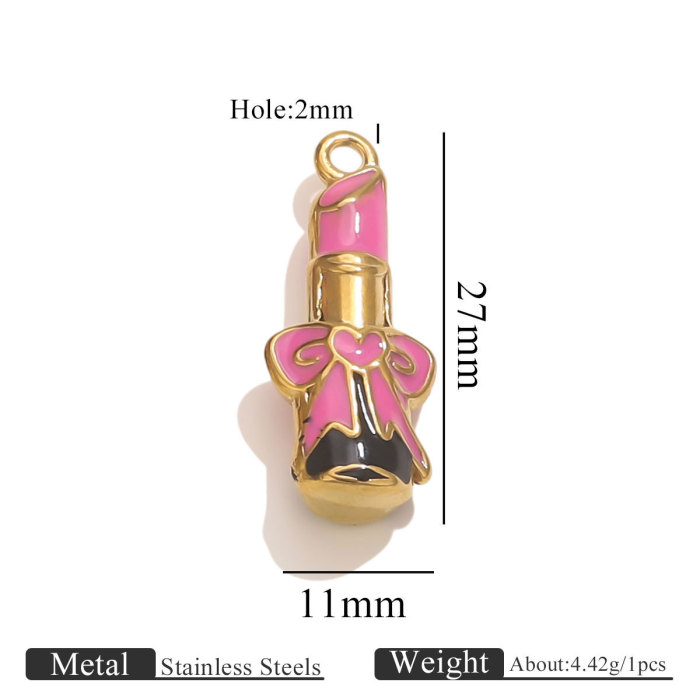 DIYD Urban Beauty Oil Drop Pendant Stainless Steel High Heels Lipstick Charm Titanium Steel Necklace Earring Charm Accessories