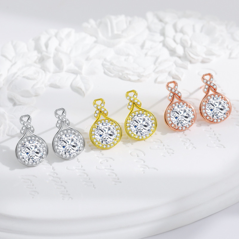 European and American Original Design Light Luxury Water Drop Set for Women Internet Celebrity High-end Mobius Strip Gourd Round Bag Earrings