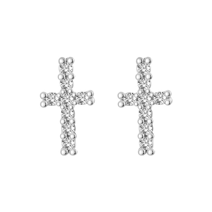 Amazon Hot Sale Live Piercing Earrings Japanese and Korean Fashion Versatile Simple Mini Fully Stone-Set Cross Stud Earr...
