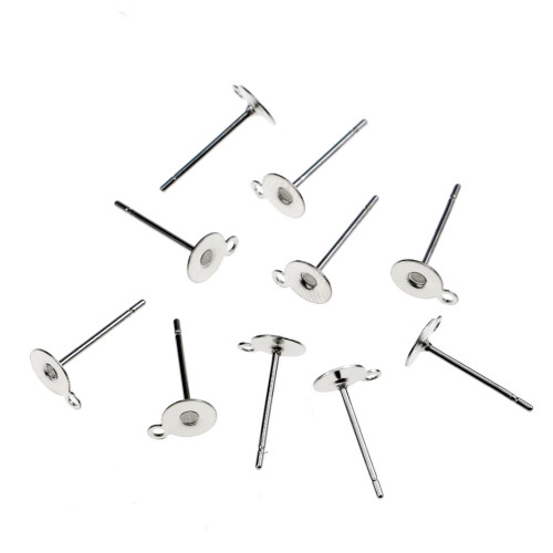 Stainless Steel Round Head Flat Head Pins with Hanging Accessories DIY Earring Pins Jewelry Pins Earring Accessories Earrings Ear Jewelry