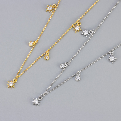 European and American Cross-Border Light Luxury Star Zircon Necklace 2024 New High-End Design Niche Versatile Collarbone Necklace