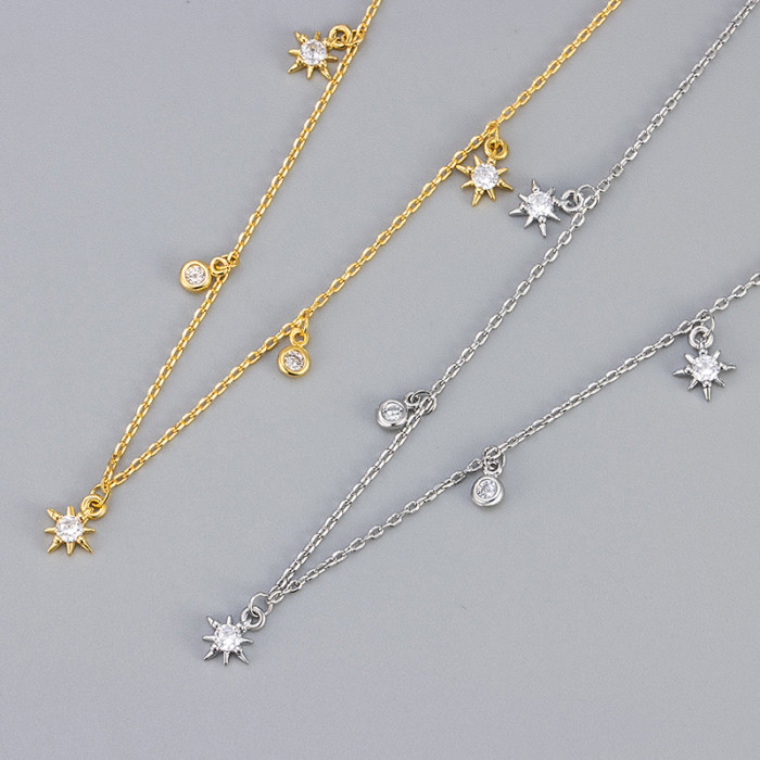 European and American Cross-Border Light Luxury Star Zircon Necklace 2024 New High-End Design Niche Versatile Collarbone Necklace