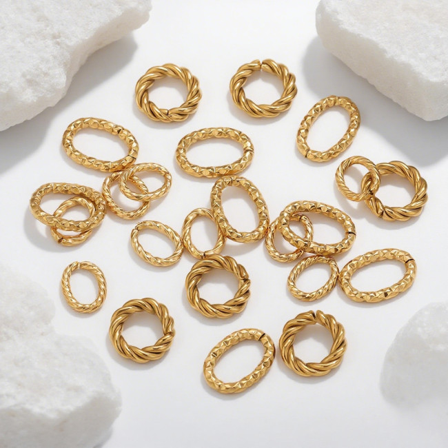 Stainless Steel 18K Gold Plated Braided Open Rings Connector Rings Jump Rings DIY Jewelry Bracelet Necklace Accessories