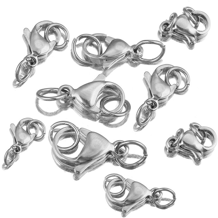 304 Stainless Steel Lobster Clasp with Open Ring Connector Dog Clasp DIY Jewelry Accessories Necklace Clasp Bracelet Clasp