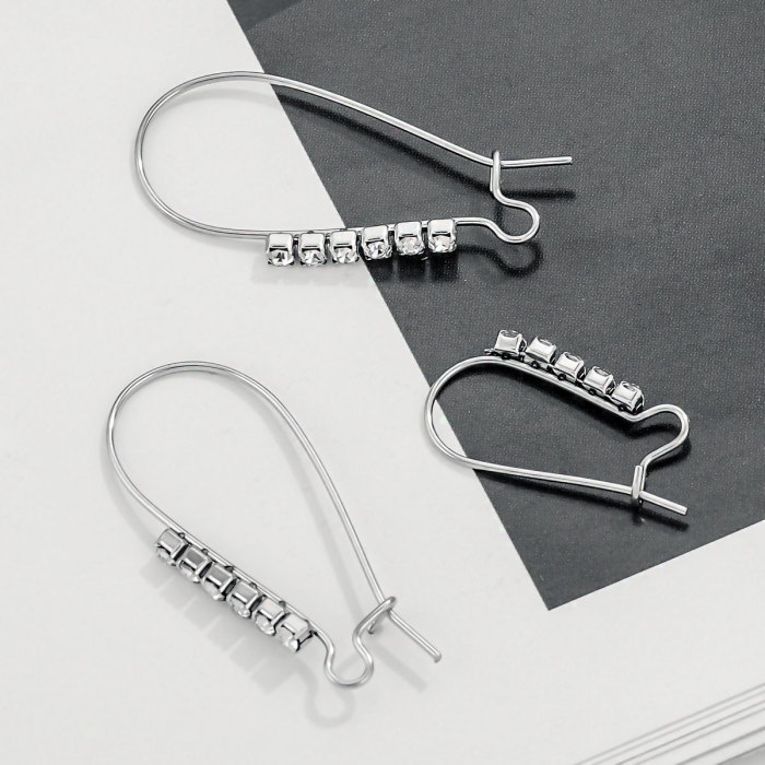INS Style Earrings Geometric Heart Rhinestone Earrings Versatile Stud Earrings Stainless Steel DIY Jewelry Accessories