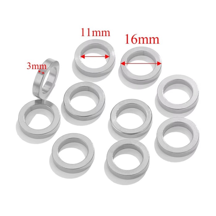 Stainless Steel Large Hole Beads Seamless Circle Round Flat Closed Ring Spacer Closed Ring Jewelry Accessories Loose Beads Wholesale