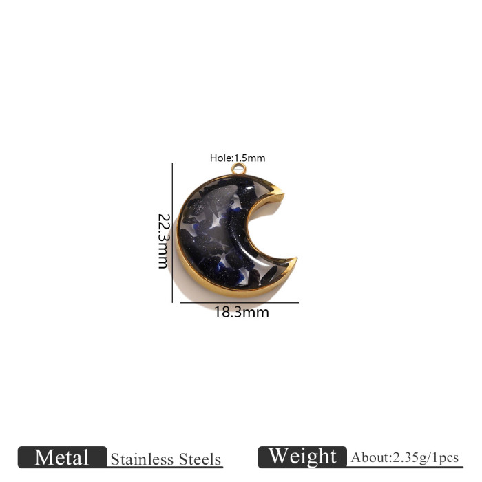 Heart Resin Crushed Stone DIY Titanium Steel Pendant for Women Water Drop Square Round Stainless Steel Necklace Jewel...