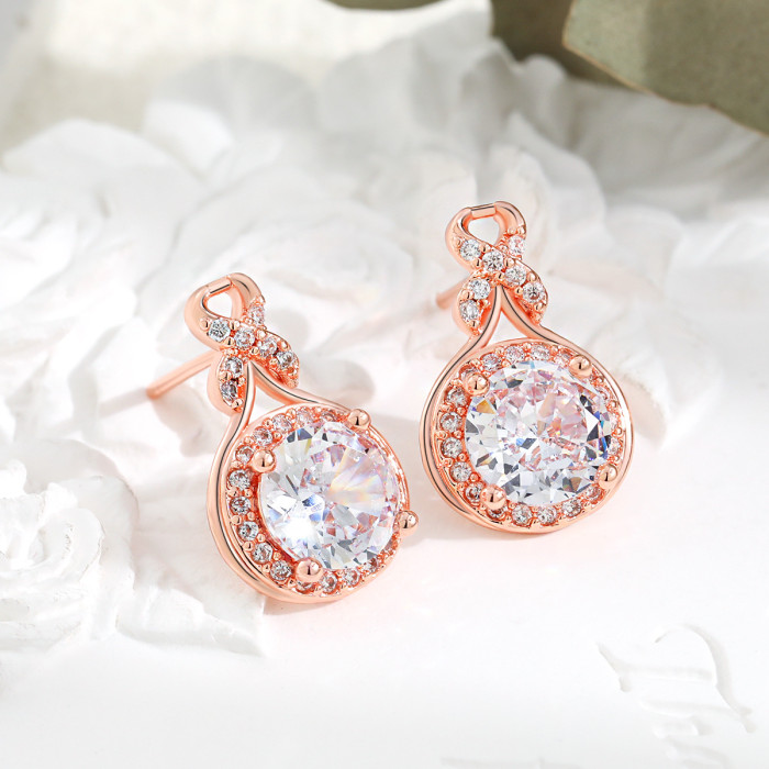 Original Design Light Luxury Water Drop Set for Women Internet Celebrity High-end Mobius Strip Gourd Round Bag Earrin...