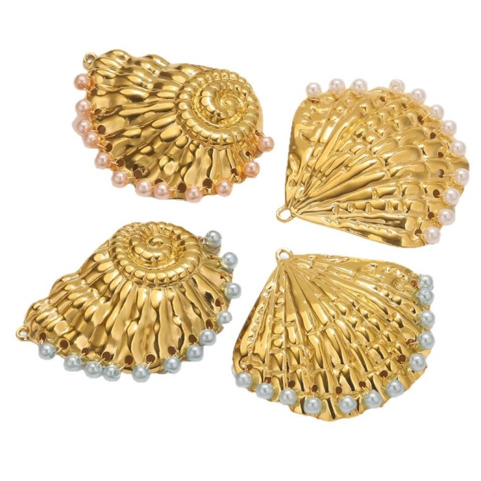 Stainless Steel Ocean Series Large Conch Shell Pendant DIY Handmade Jewelry Accessories Wholesale