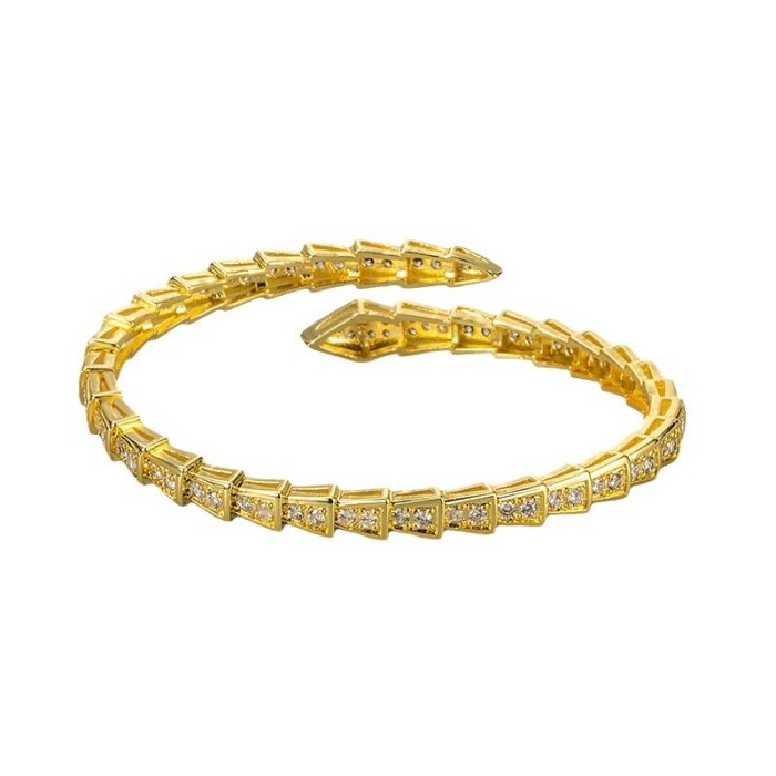 Cross-Border New Creative Full Diamond Snake Bone Bracelet Foreign Trade Hot-Selling Feminine High-End Trendy Bracelet Personalized Jewelry